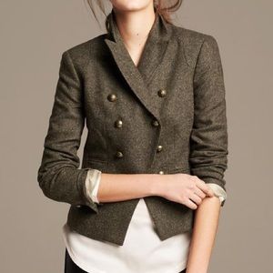 ✨🎉HP✨🎉Olive Tweed Double-Breasted Blazer